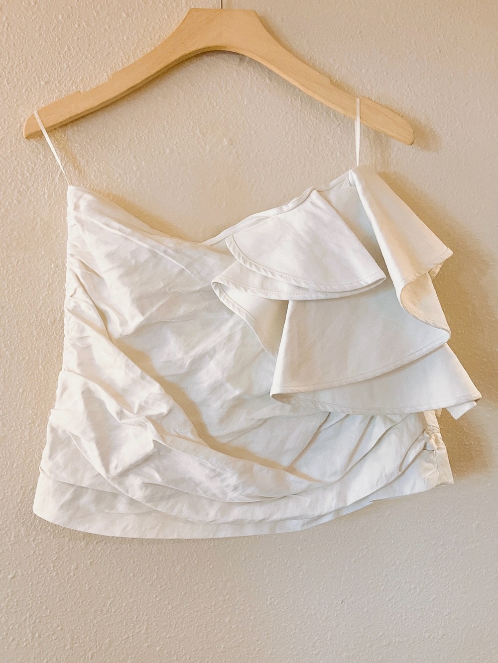 ZARA Ivory Poplin Textured Tube Top Blouse Strapless Small wedding summer - Picture 2 of 8